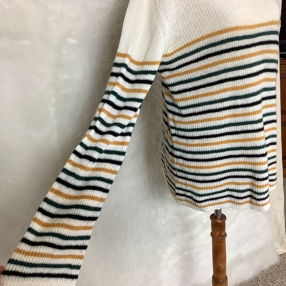 A.L.C. Meryl Wool Blend Ivory Multicolor Stripe Sweater L - Picture 2 of 8